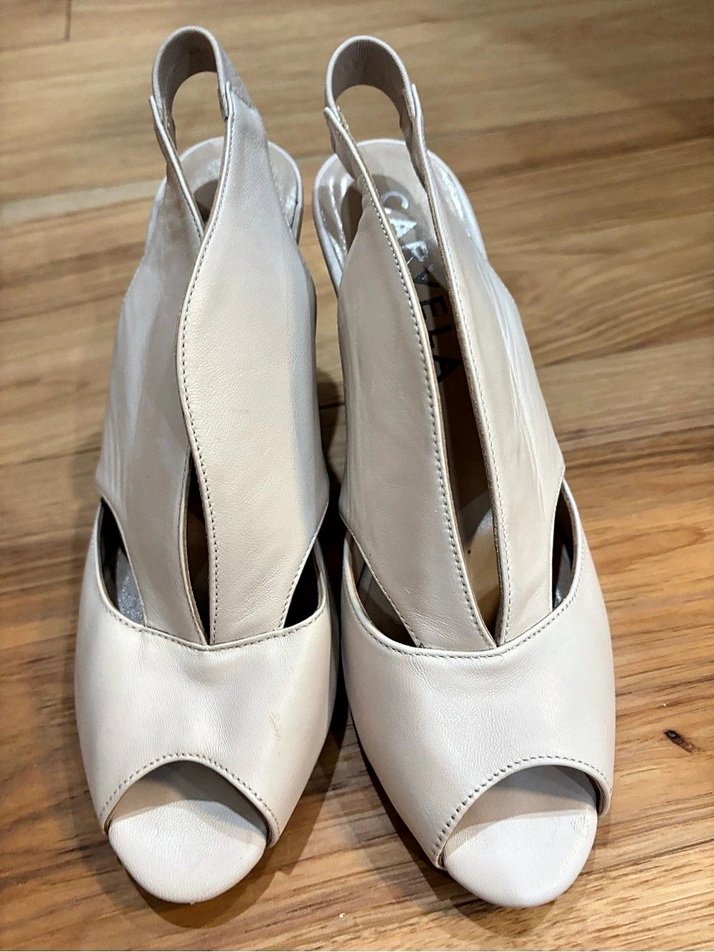 Carvela Peep Toe Slingback Heels in cream leather EU 39